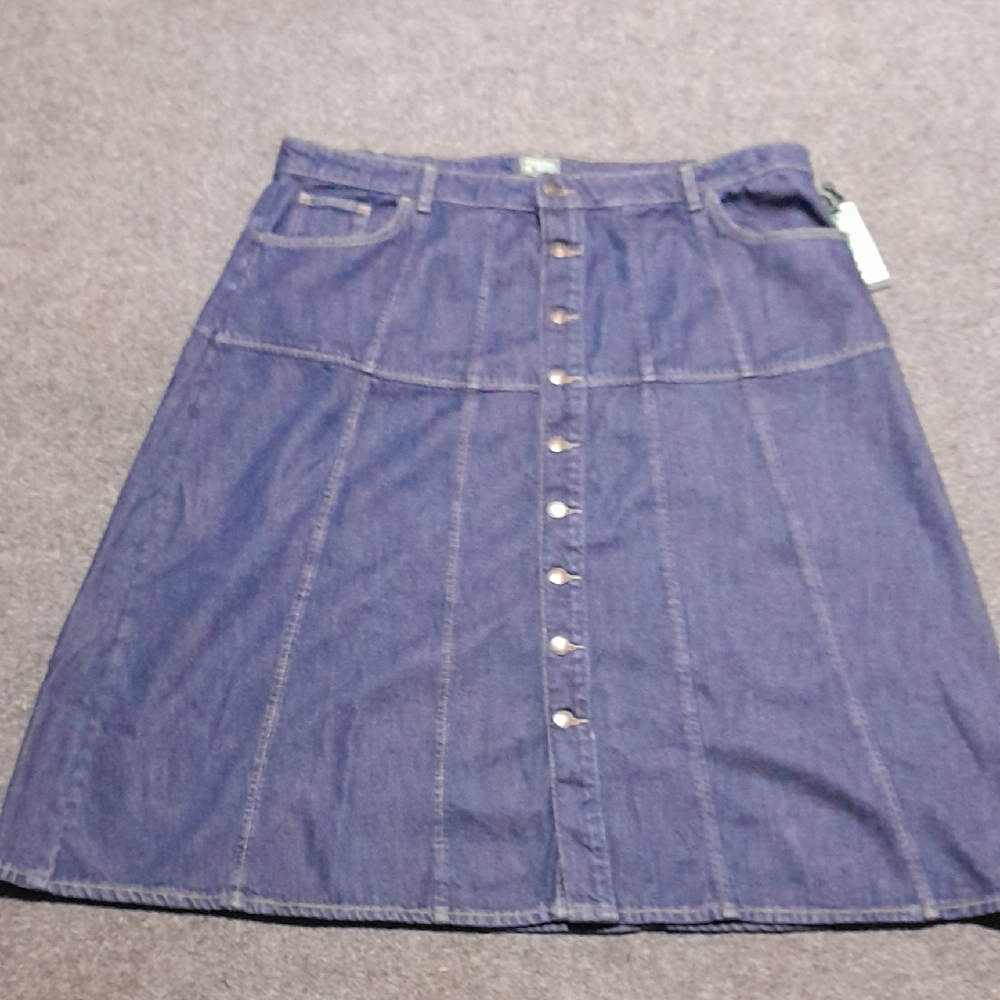 Terra & Sky NWT Womens Button Front Denim Skirt Sz 20W
